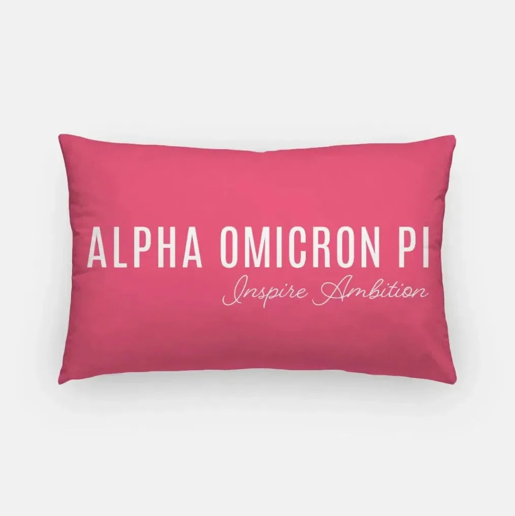 Alpha Omicron Pi Traditional Lumbar Throw Pillow Cover Pink Pillow Covers
