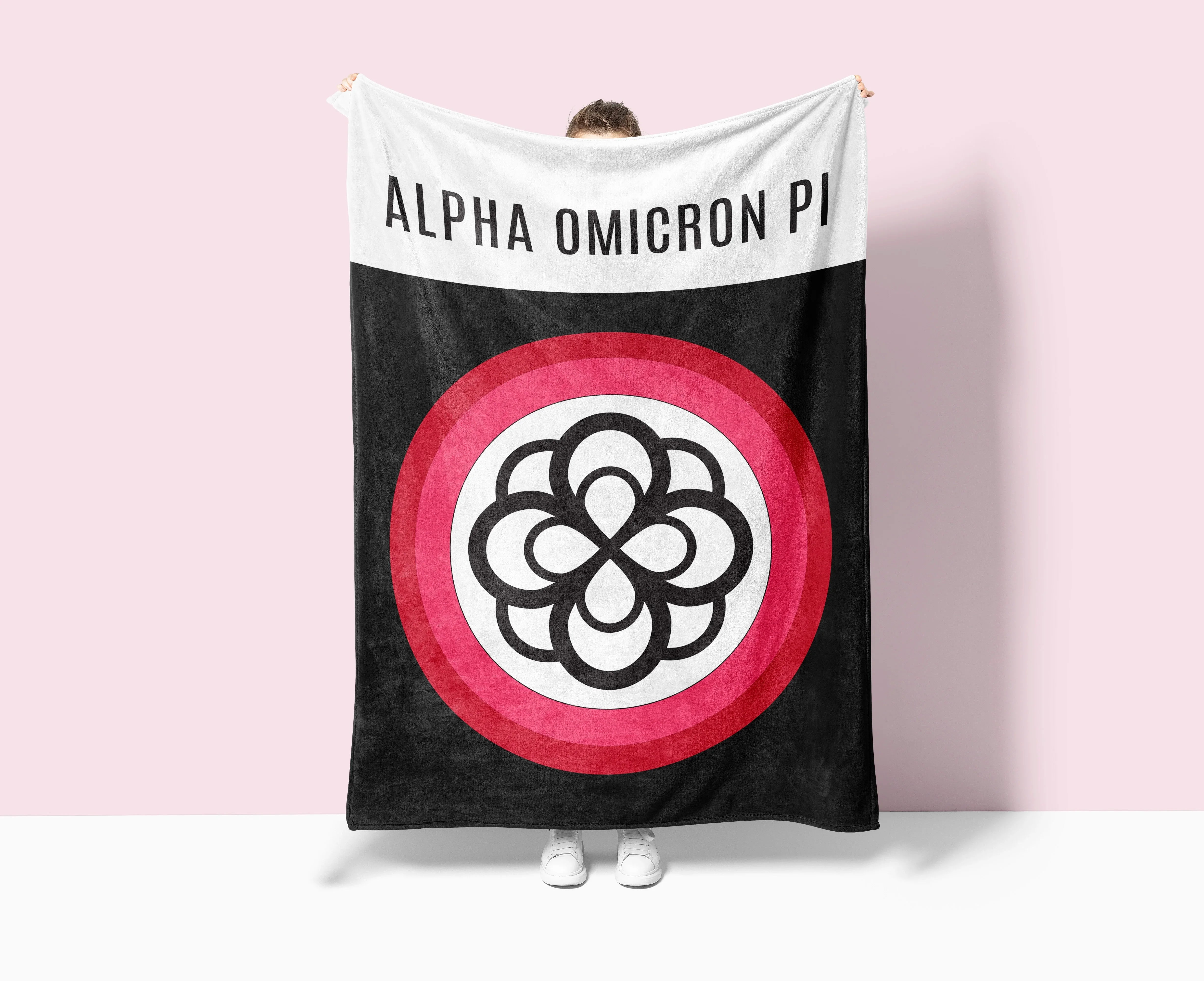 Alpha Omicron Pi XL 60x80 Blanket Infinity Rose Wide Band | AOII Gifts