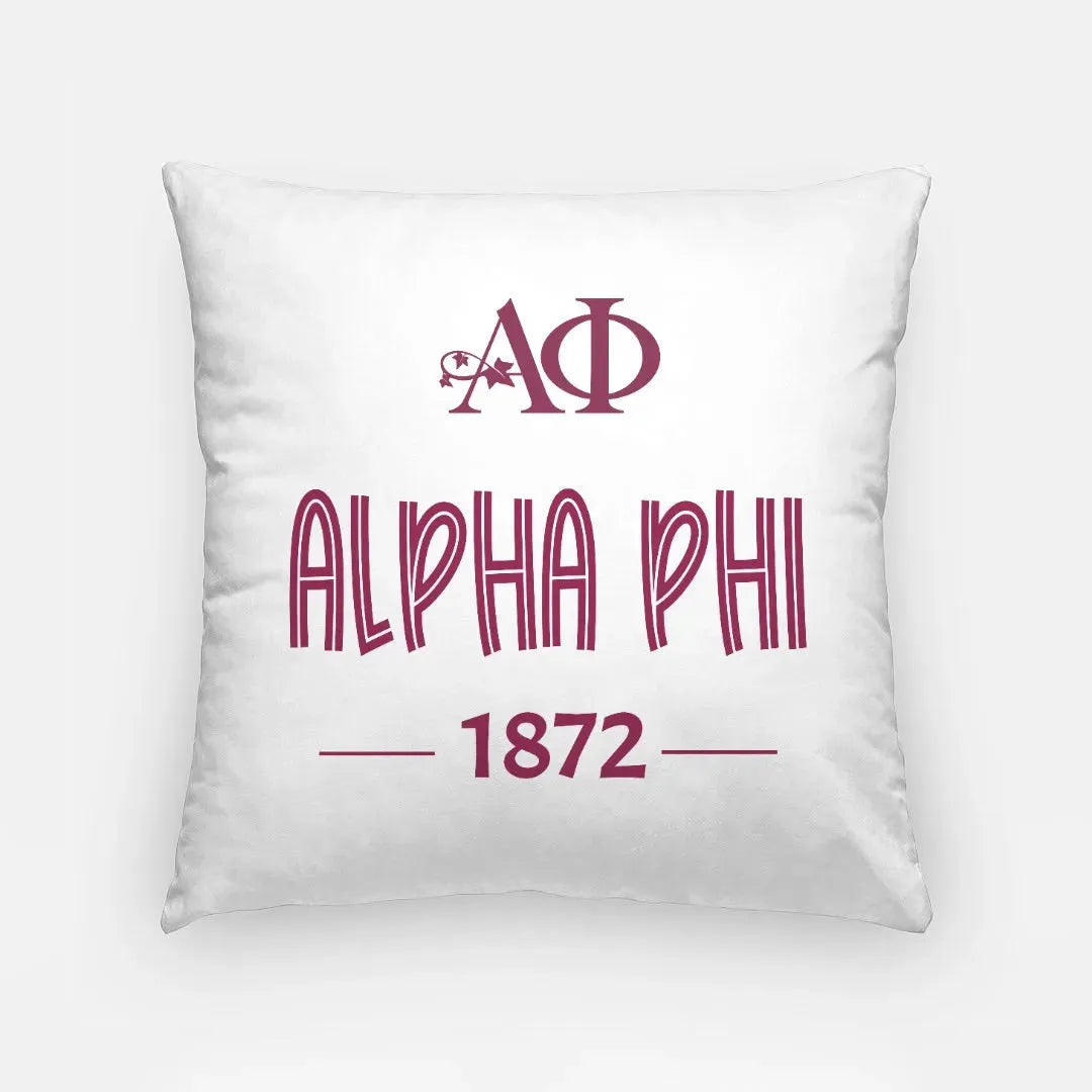 Alpha Phi 18" Throw Pillow 1872 Campus Greek Fit
