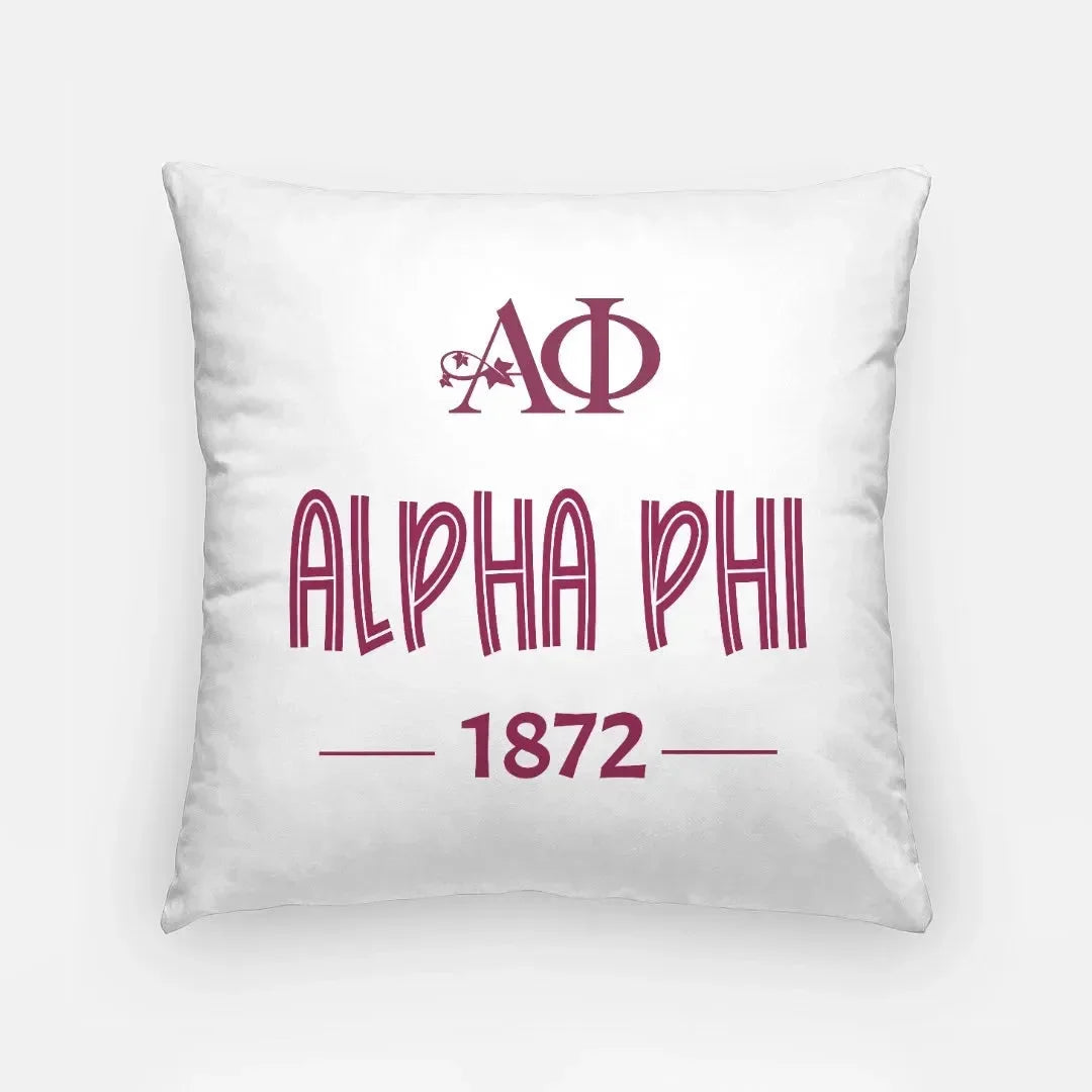 Alpha Phi 18" Throw Pillow 1872 Campus Greek Fit