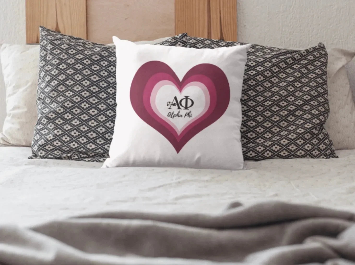 Alpha Phi 18" Throw Pillow Cover - Heart