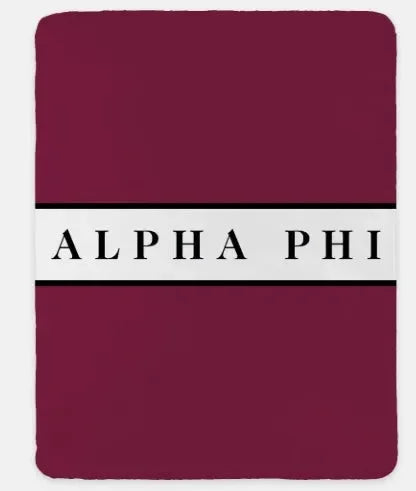 Alpha Phi Black XL 60x80 Traditional Sherpa Blanket Bordeaux Throw Blankets