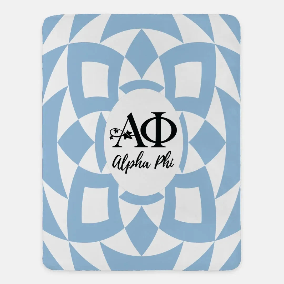 Alpha Phi XL 60x80 Blue Tribal Sherpa Throw Blanket Blue