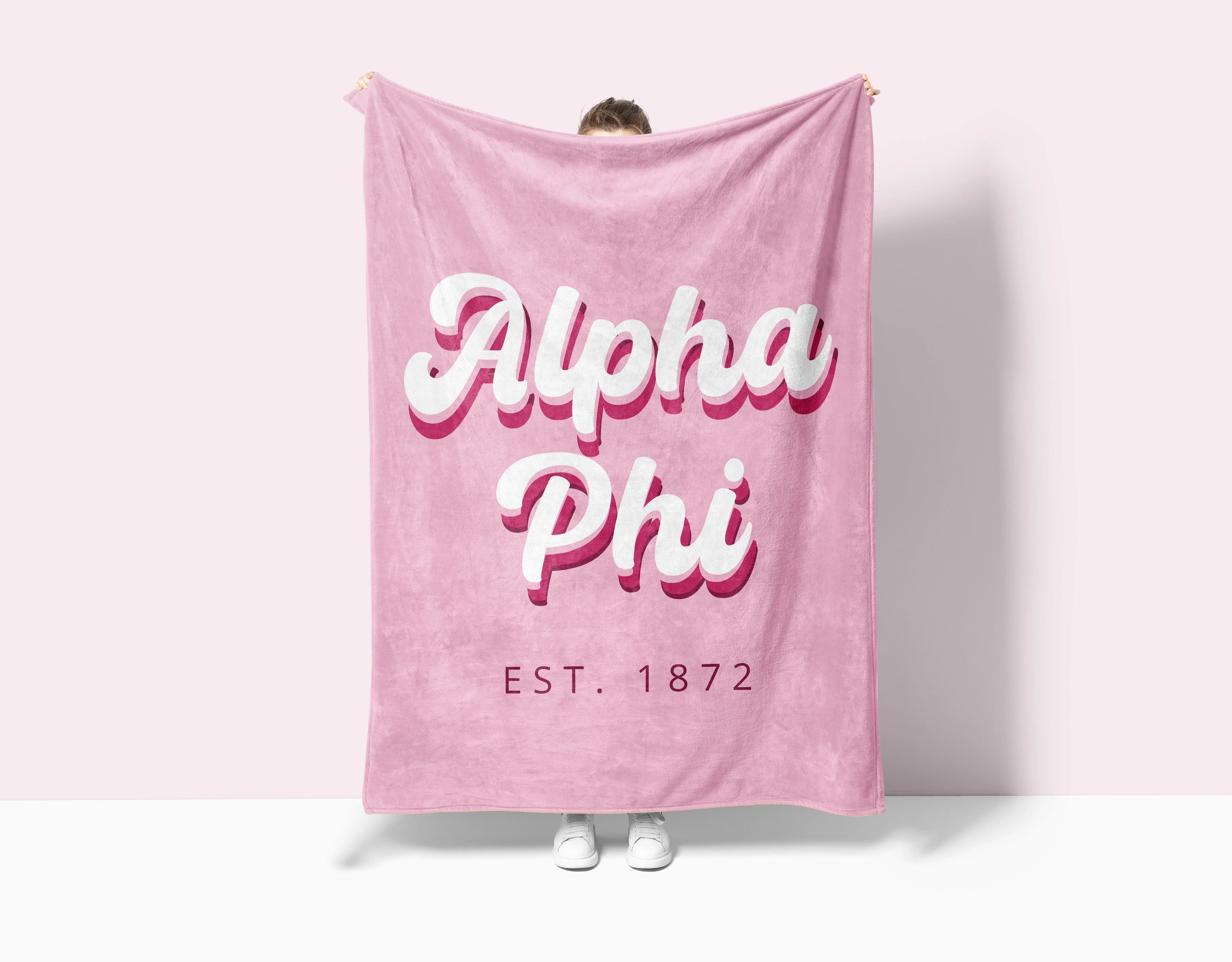 Alpha Phi XL 60x80 Retro Sherpa Blanket | APhi Dorm Decor & Gifts