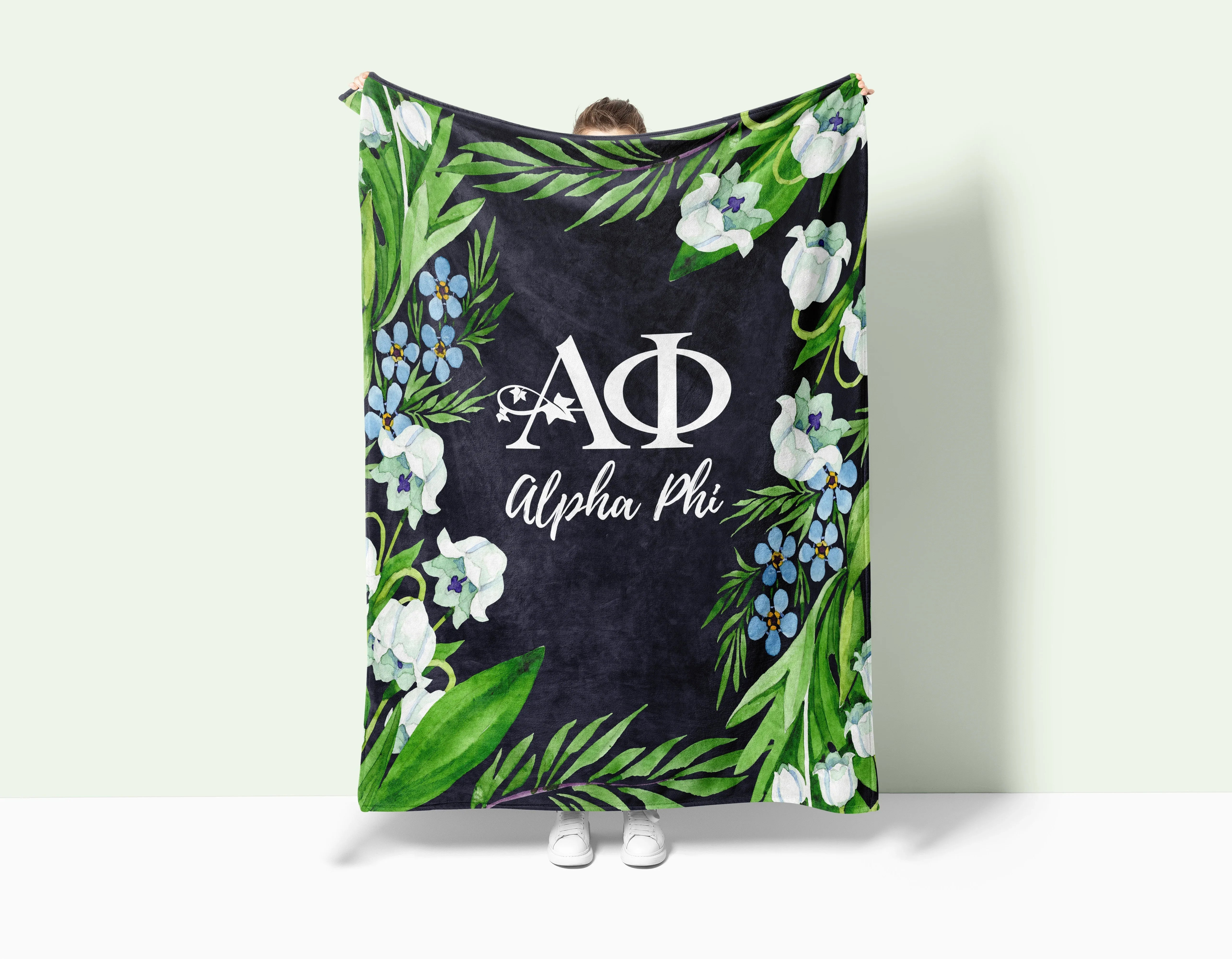 Alpha Phi XL 60x80 Sherpa Blanket - Lily Frame | APhi Gifts & Decor