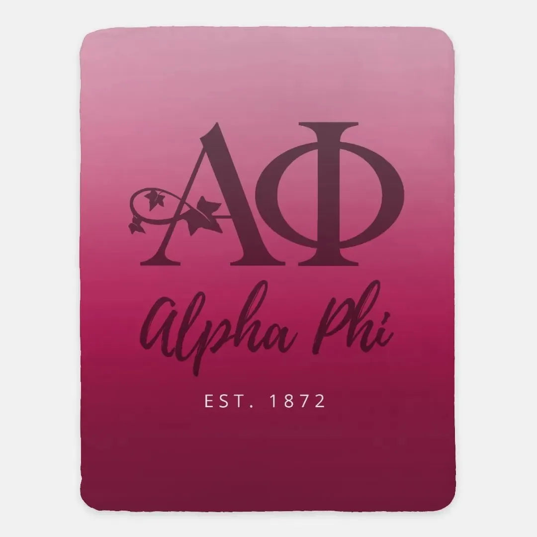 Alpha Phi XL 60x80 Sherpa Blanket - Pink Gradient Throw Blankets