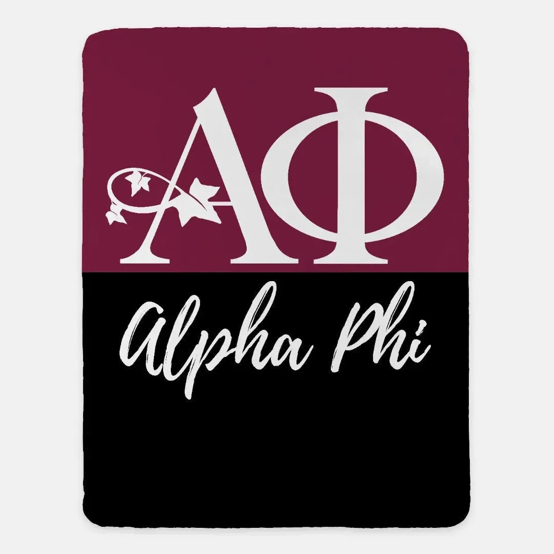 Alpha Phi XL 60x80 Sherpa Throw Blanket - Color Block