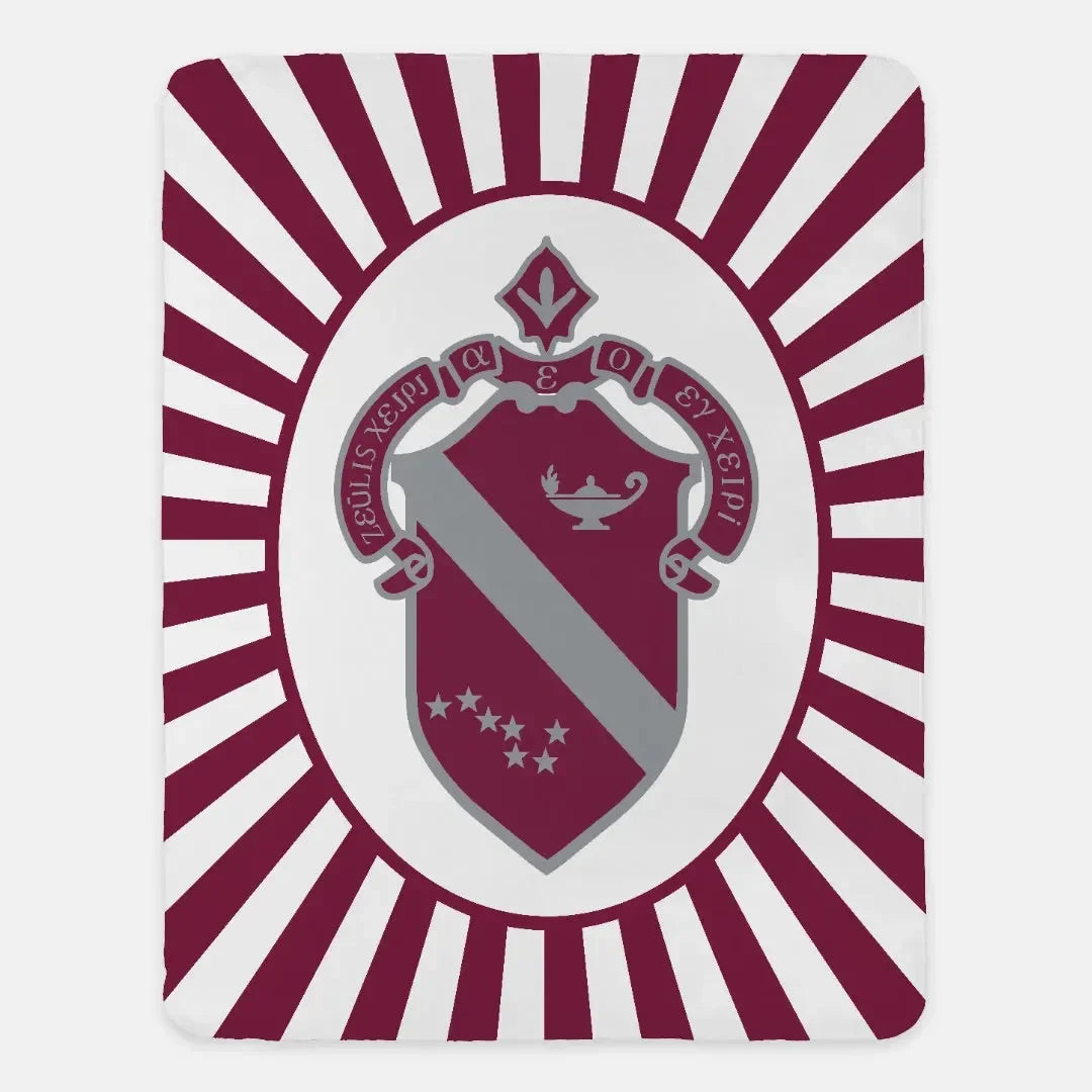 Alpha Phi XL 60x80 Sherpa Throw Blanket - Starburst Crest