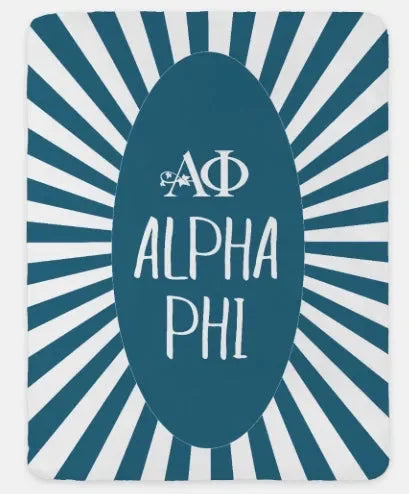 Alpha Phi XL 60x80 Sherpa Blanket - Starburst Steel Blue Throw Blankets