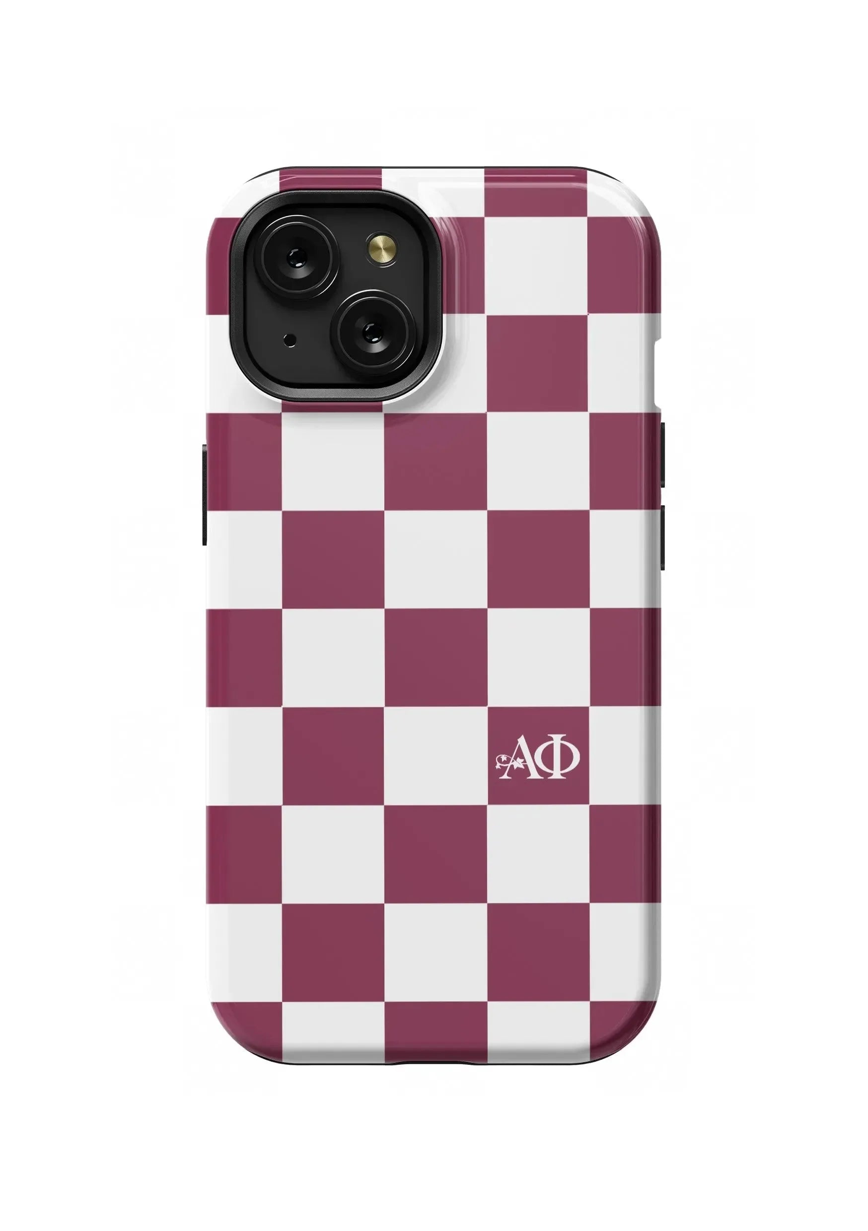 Alpha Phi iPhone Mobile Phone Case - Bordeaux Check | APhi Gifts