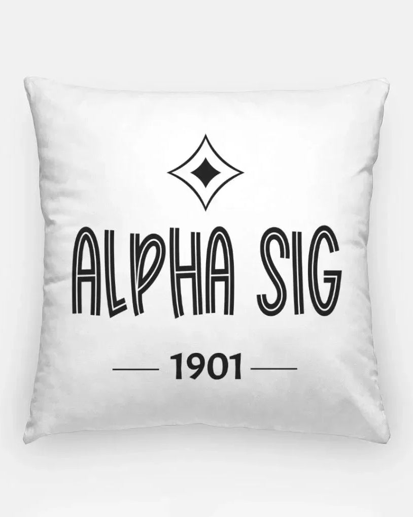Alpha Sig 18" Throw Pillow Cover - Badgemark 1901 Black Pillow Covers