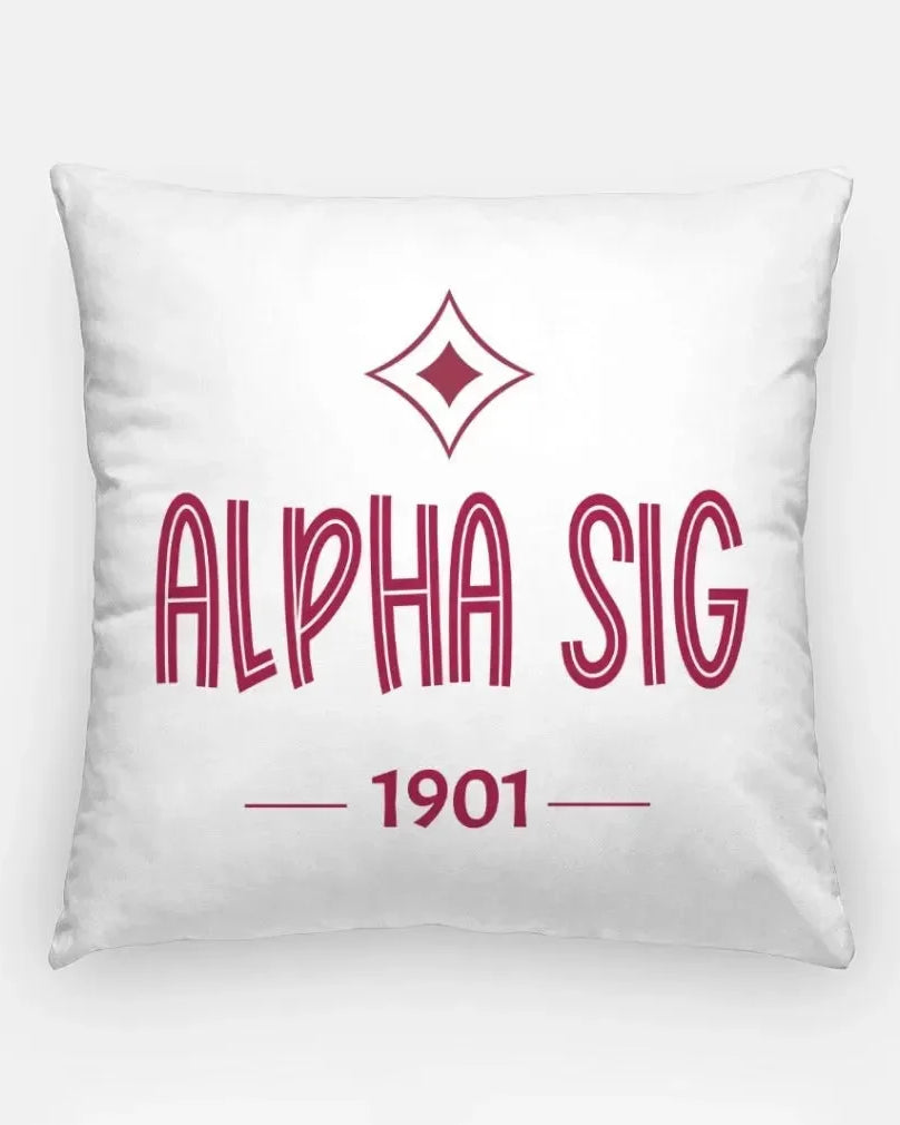 Alpha Sig 18" Throw Pillow Cover - Badgemark 1901 Crimson Pillow Covers