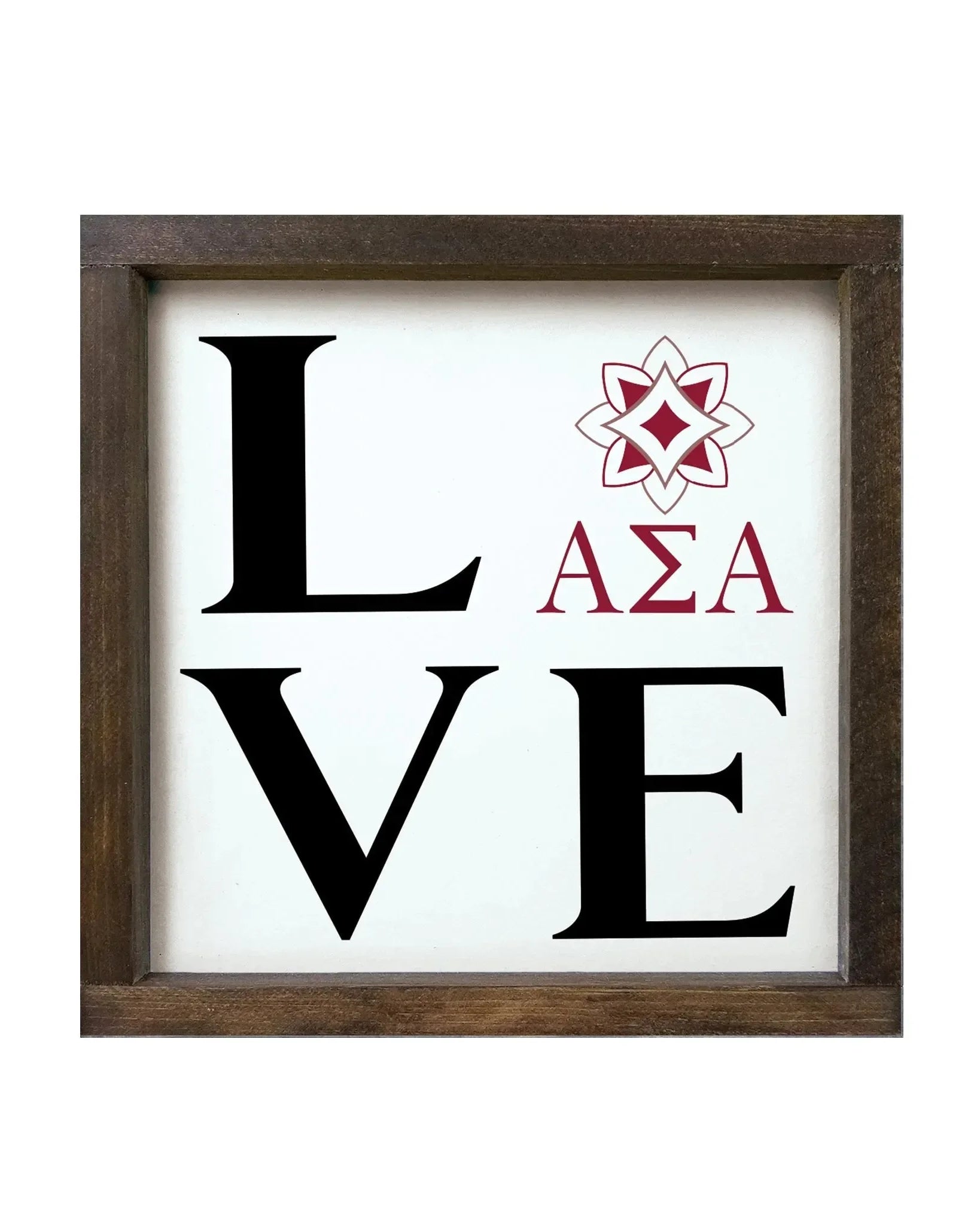Alpha Sigma Alpha 12x12 Wood Framed Sign - LOVE Wall Art & Signs