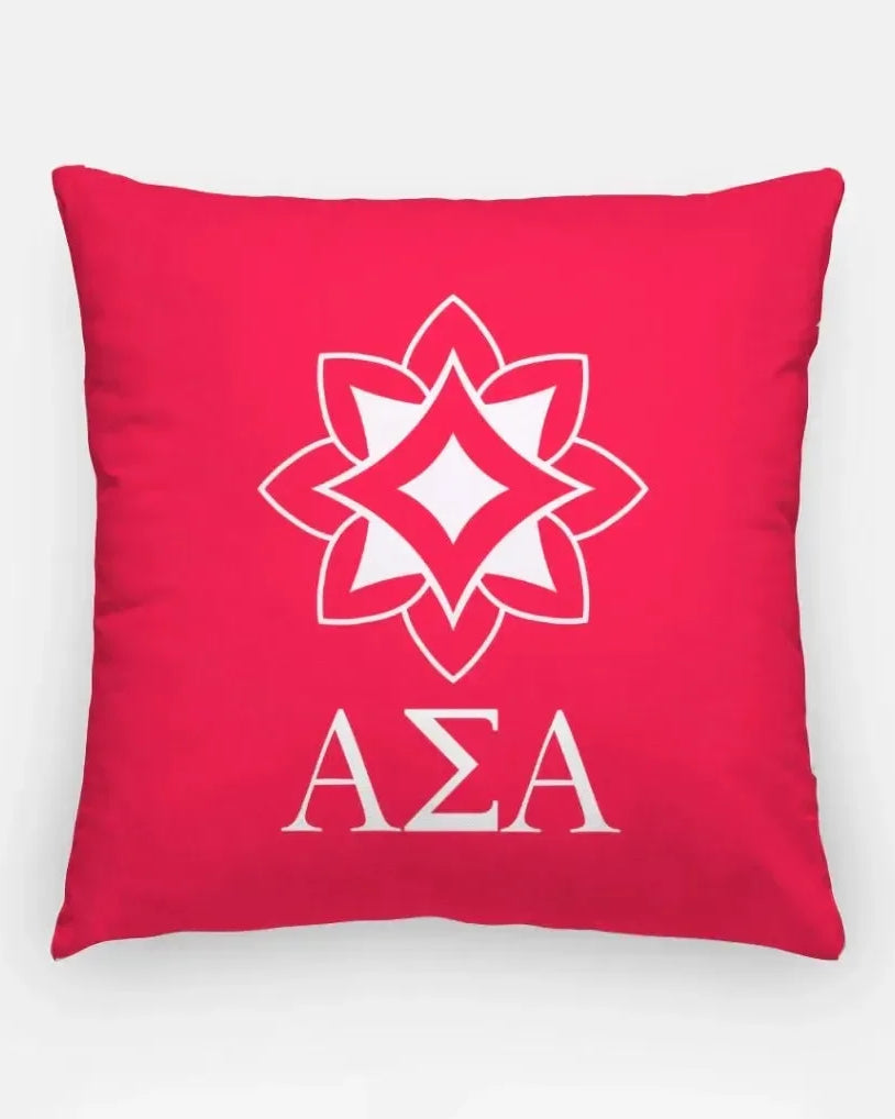 Alpha Sigma Alpha 18" Throw Pillow Cover - Logomark Greek Letters Ruby Pillow Covers