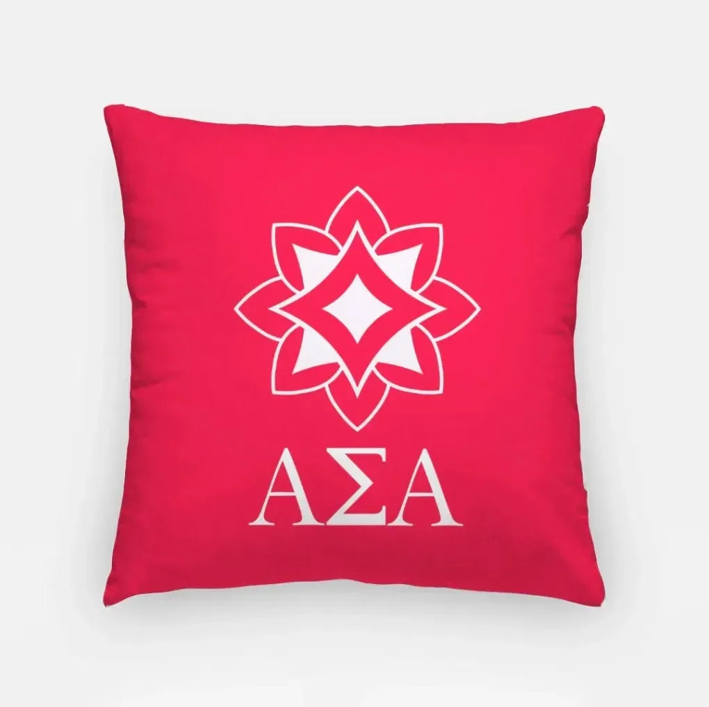 Alpha Sigma Alpha 18" Throw Pillow Cover - Logomark Greek Letters Ruby Pillow Covers