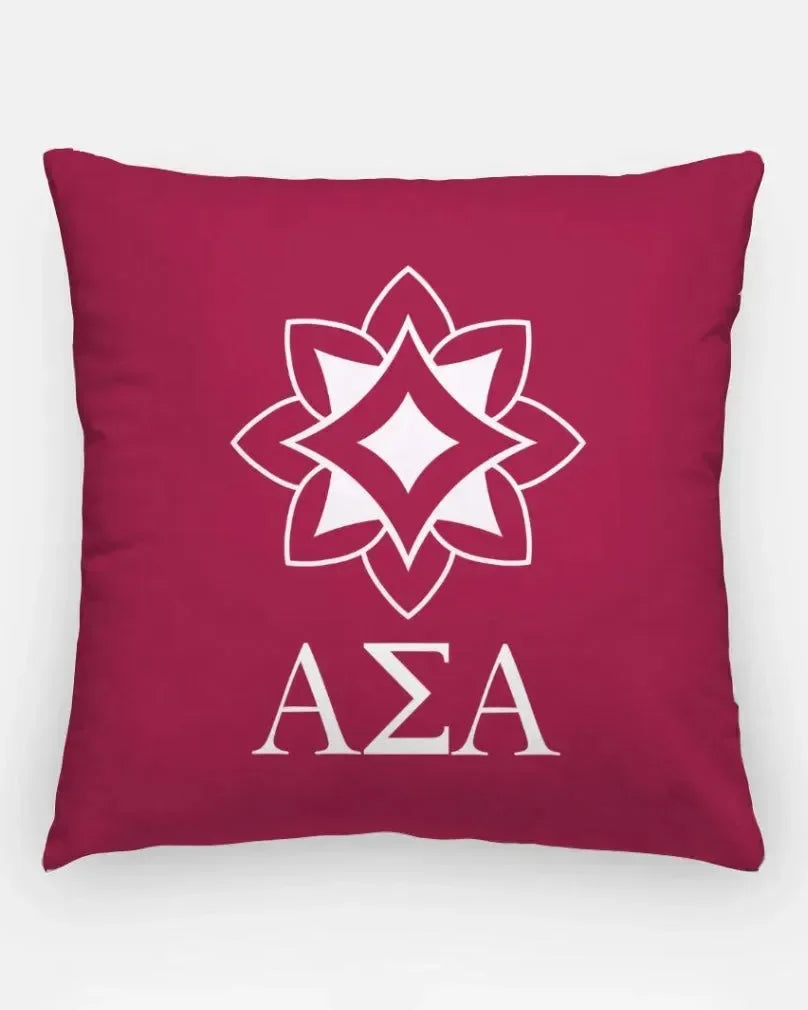 Alpha Sigma Alpha 18" Throw Pillow Cover - Logomark Greek Letters Crimson Pillow Covers
