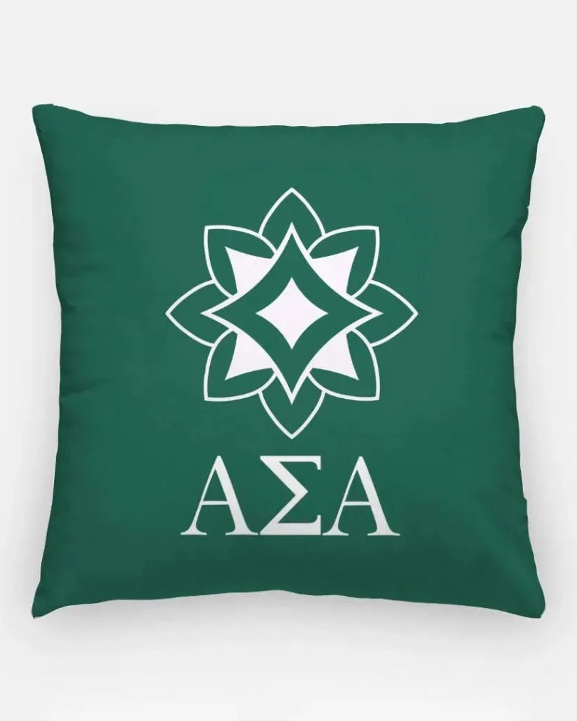 Alpha Sigma Alpha 18" Throw Pillow Cover - Logomark Greek Letters Green Pillow Covers