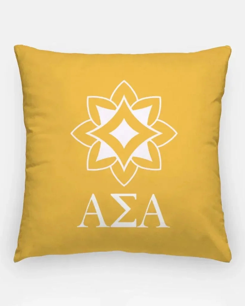 Alpha Sigma Alpha 18" Throw Pillow Cover - Logomark Greek Letters Gold Pillow Covers