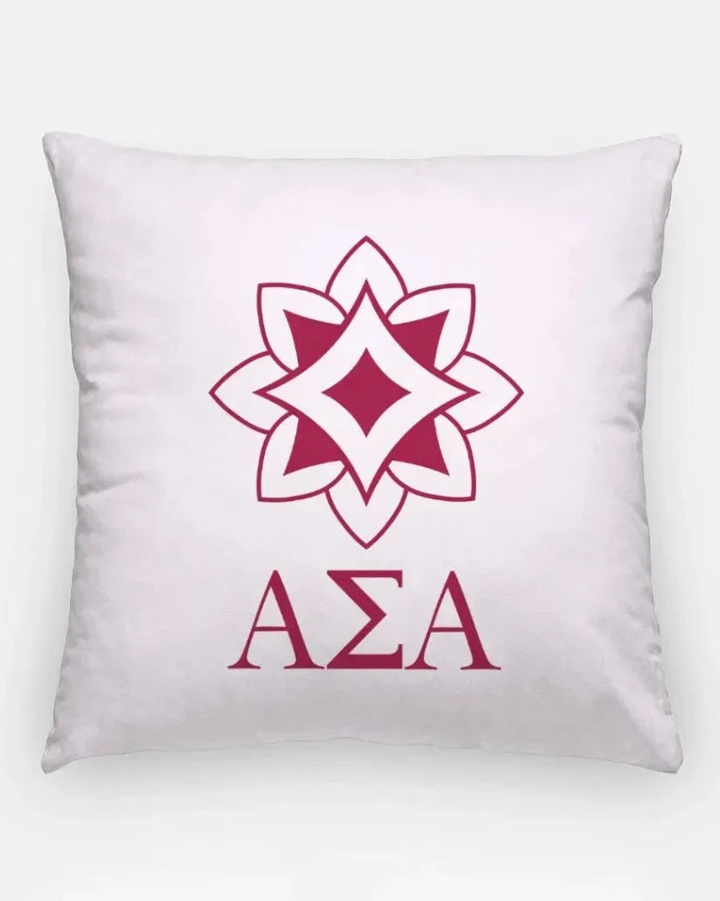 Alpha Sigma Alpha 18" Throw Pillow Cover - Logomark Greek Letters Pearl Pillow Covers