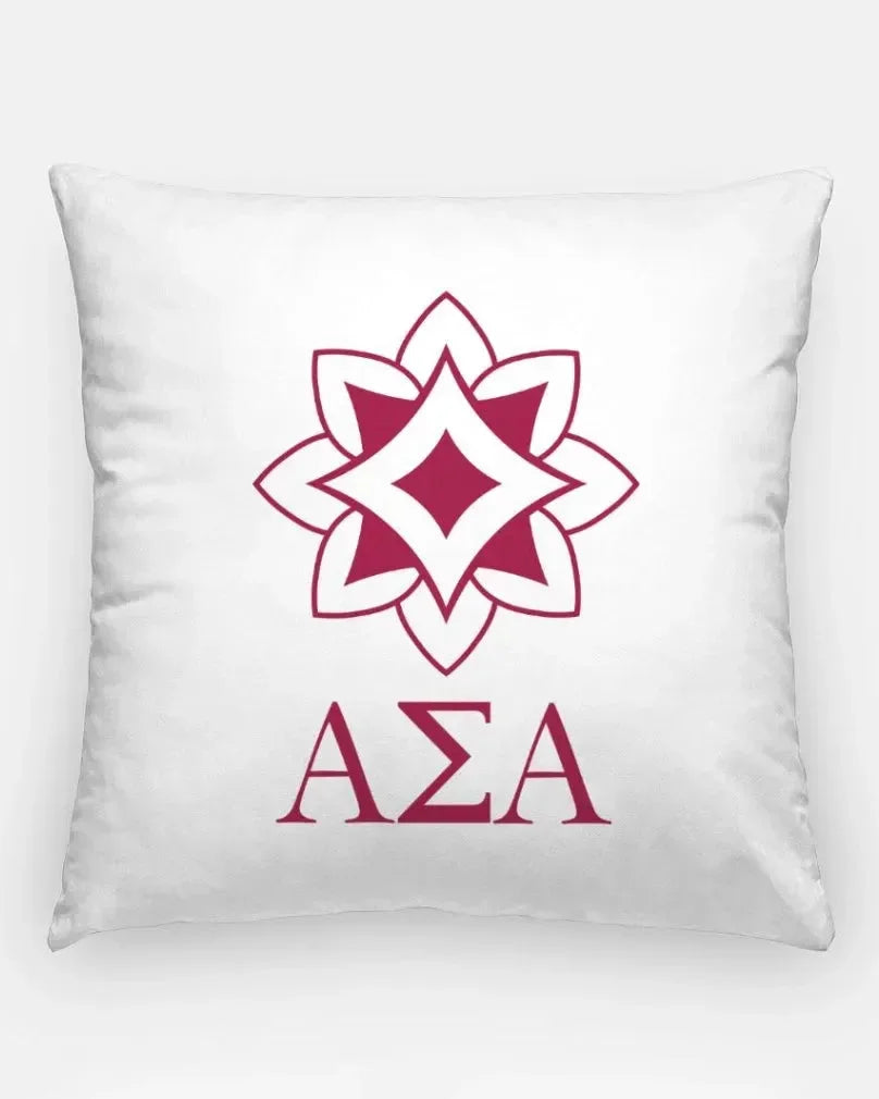 Alpha Sigma Alpha 18" Throw Pillow Cover - Logomark Greek Letters White Pillow Covers