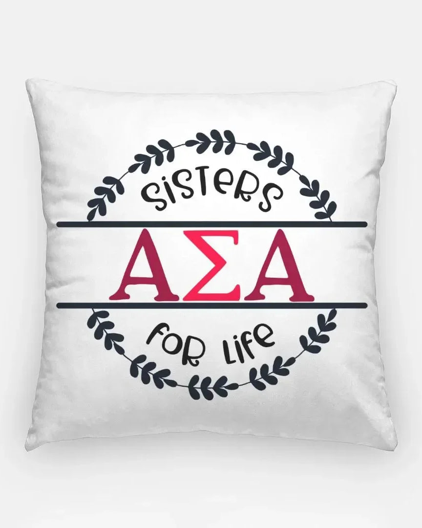 Alpha Sigma Alpha 18" Throw Pillow Cover - Sisters For Life Pillow Covers
