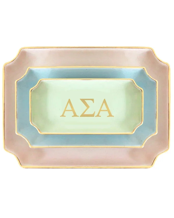 Alpha Sigma Alpha Gold Monogram Ceramic Decorative Tray