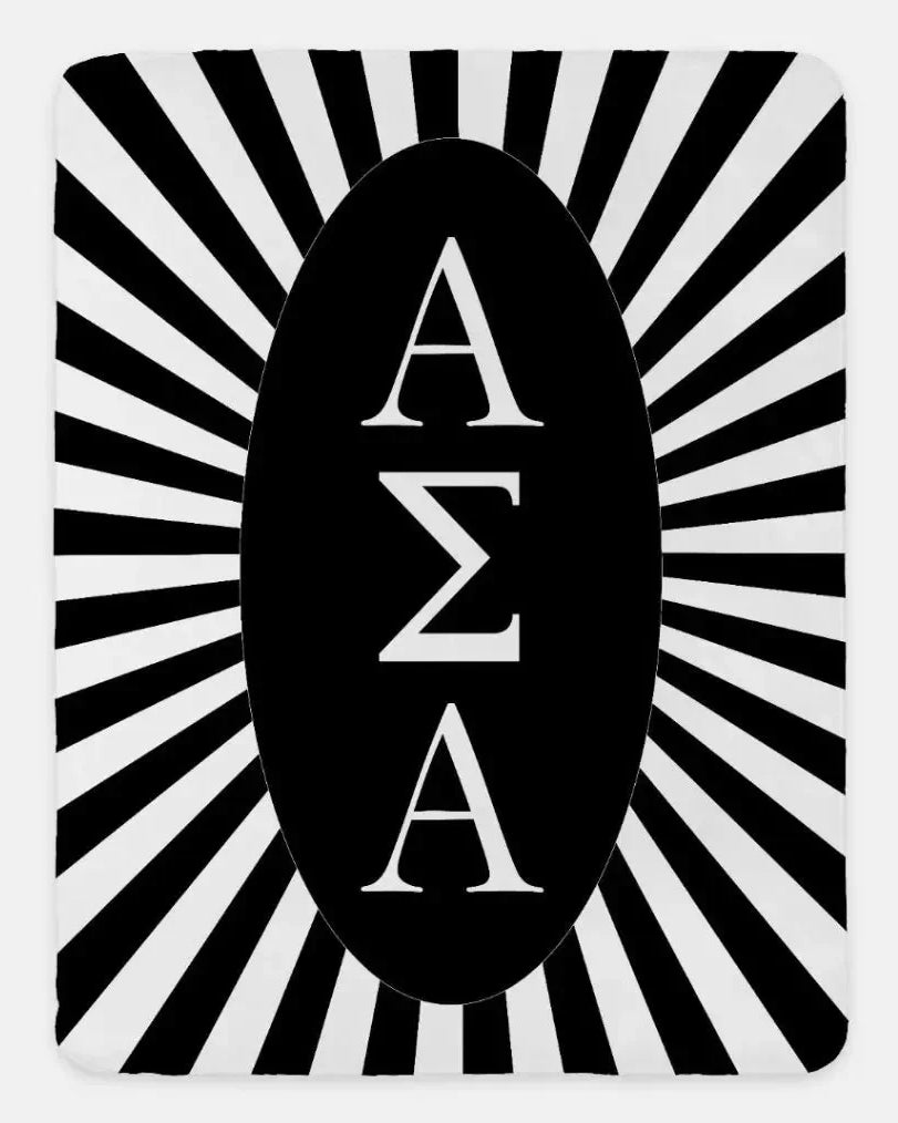 Alpha Sigma Alpha Starburst XL 60x80 Sherpa Throw Blanket Black Throw Blankets