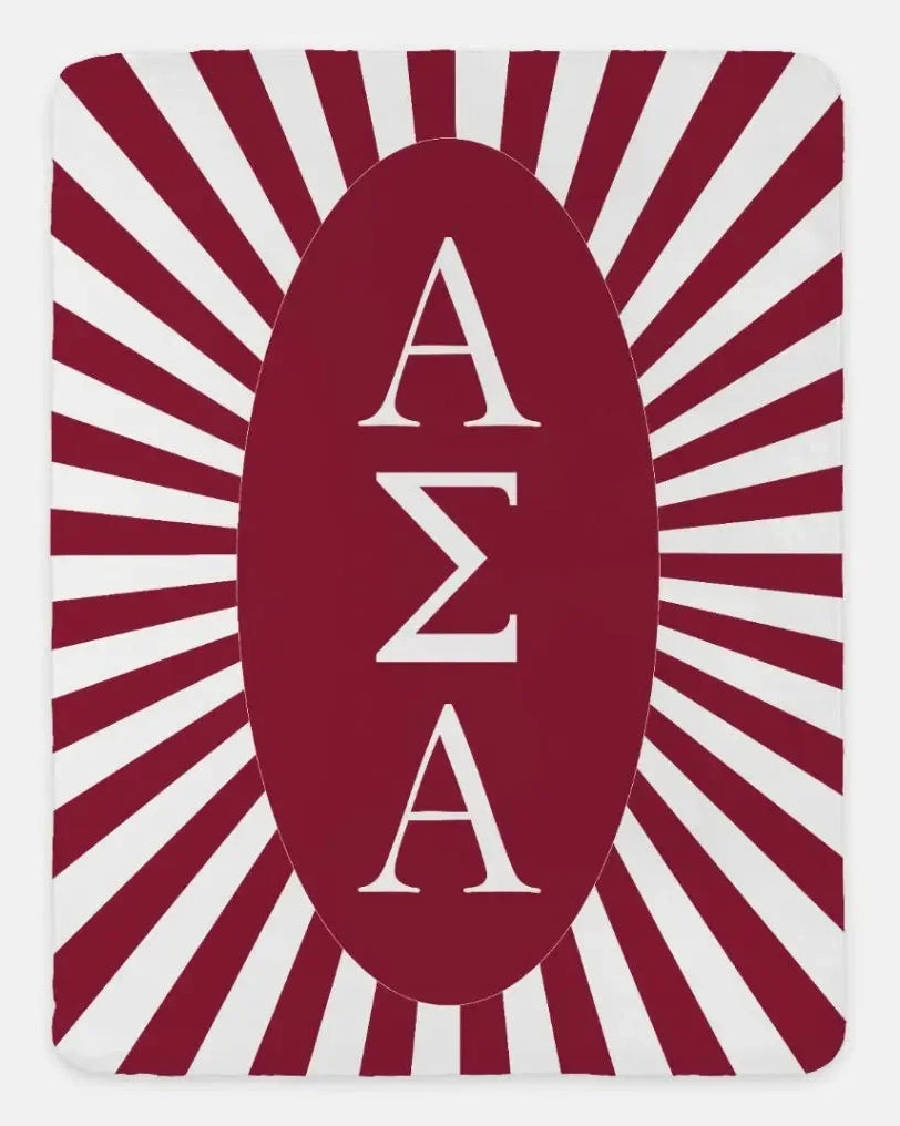 Alpha Sigma Alpha Starburst XL 60x80 Sherpa Throw Blanket Crimson Throw Blankets