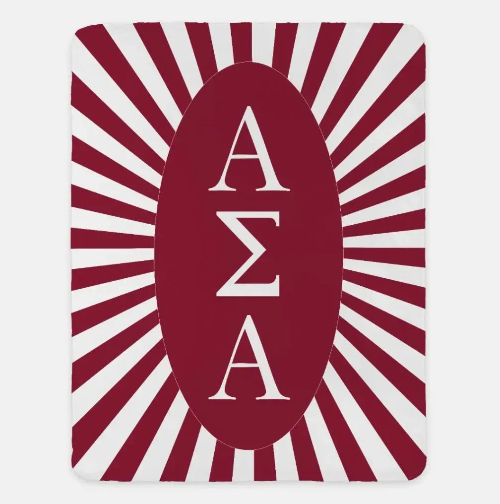Alpha Sigma Alpha Starburst XL 60x80 Sherpa Throw Blanket Crimson Throw Blankets