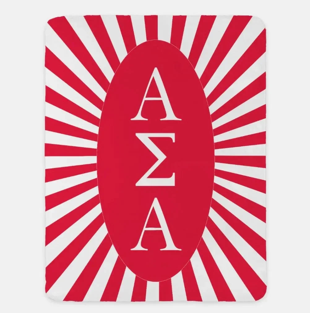 Alpha Sigma Alpha Starburst XL 60x80 Sherpa Throw Blanket Ruby Throw Blankets
