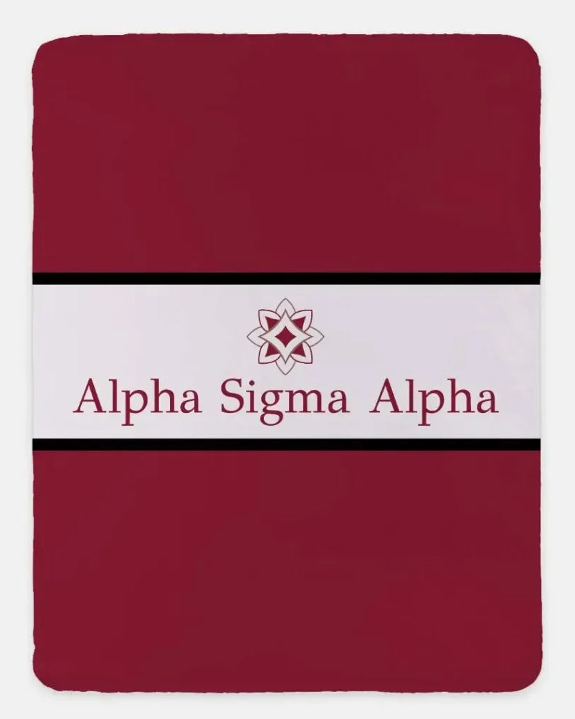 Alpha Sigma Alpha XL 60x80 Sherpa Throw Blanket Crimson Throw Blankets