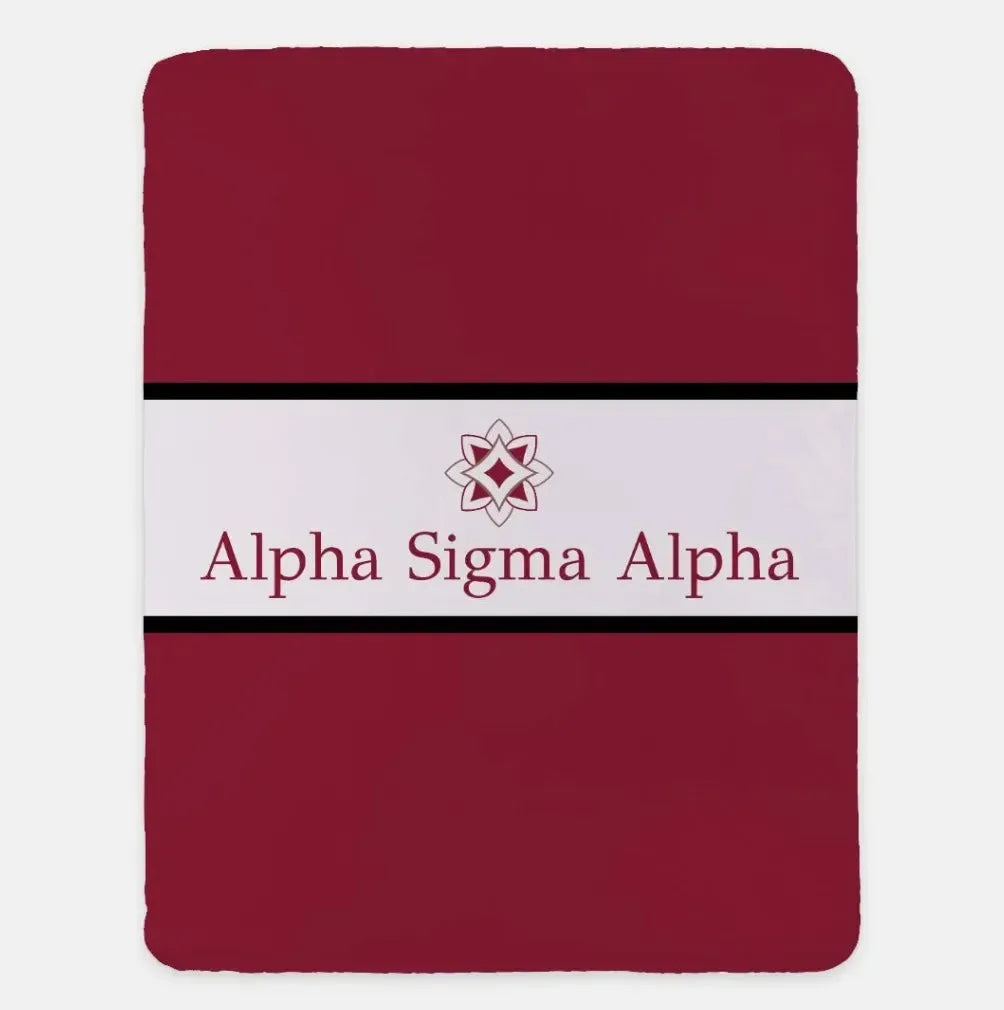 Alpha Sigma Alpha XL 60x80 Sherpa Throw Blanket Crimson Throw Blankets