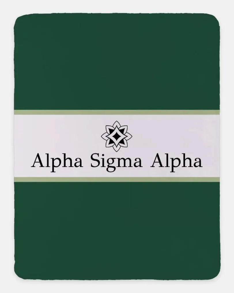 Alpha Sigma Alpha XL 60x80 Sherpa Throw Blanket Green Throw Blankets