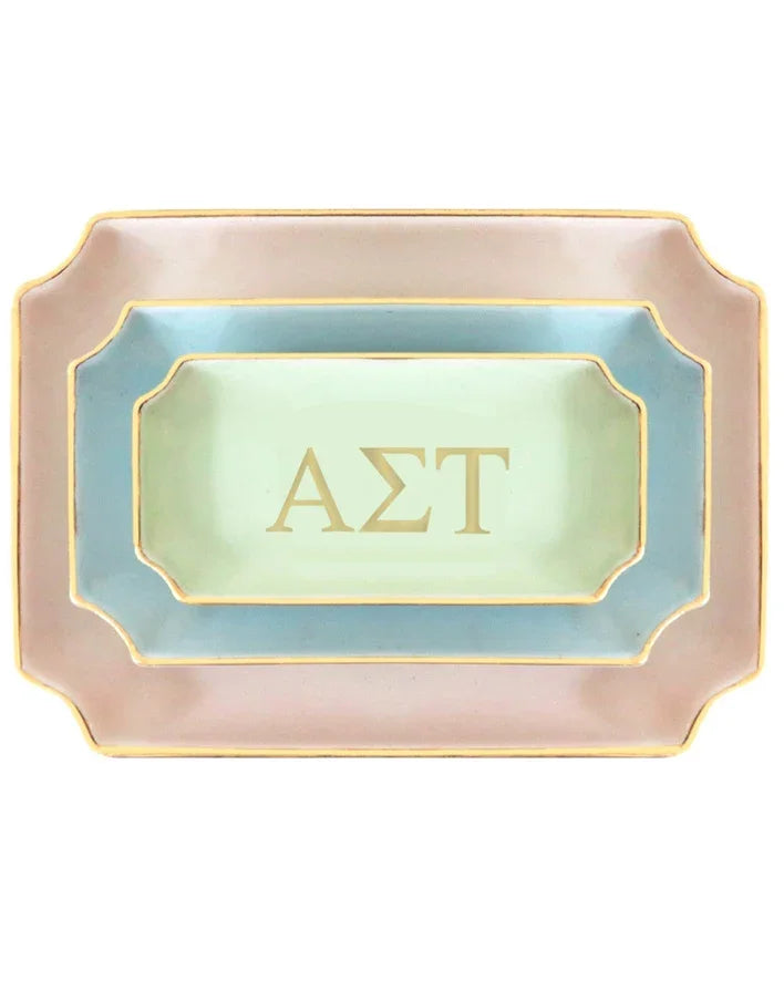 Alpha Sigma Tau Gold Monogram Decorative Tray | Big Little Gifts