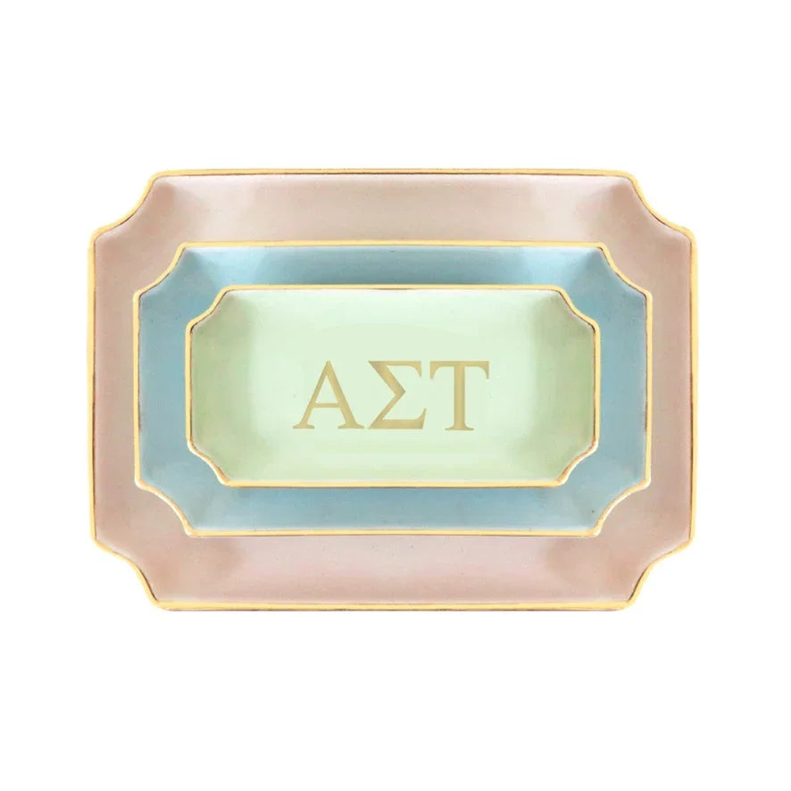 Alpha Sigma Tau Gold Monogram Decorative Tray | Big Little Gifts