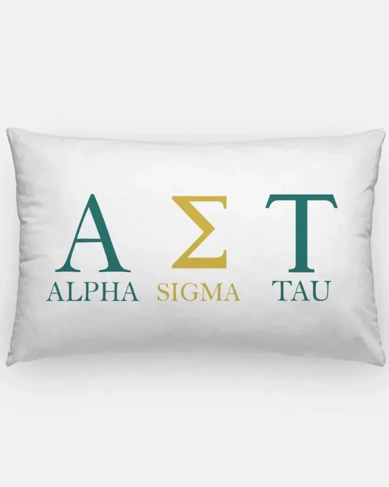 Alpha Sigma Tau Lumbar Pillow Cover - Greek Letters Full Color Pillow Covers