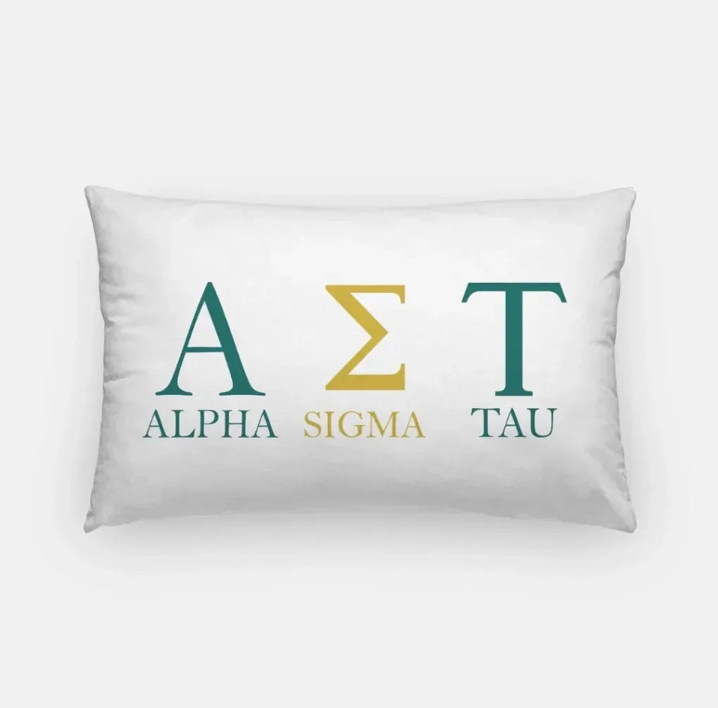 Alpha Sigma Tau Lumbar Pillow Cover - Greek Letters Full Color Pillow Covers