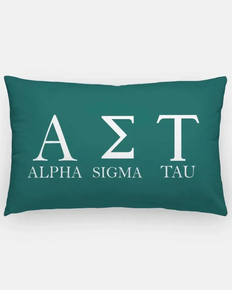 Alpha Sigma Tau Lumbar Pillow Cover - Greek Letters Emerald Pillow Covers