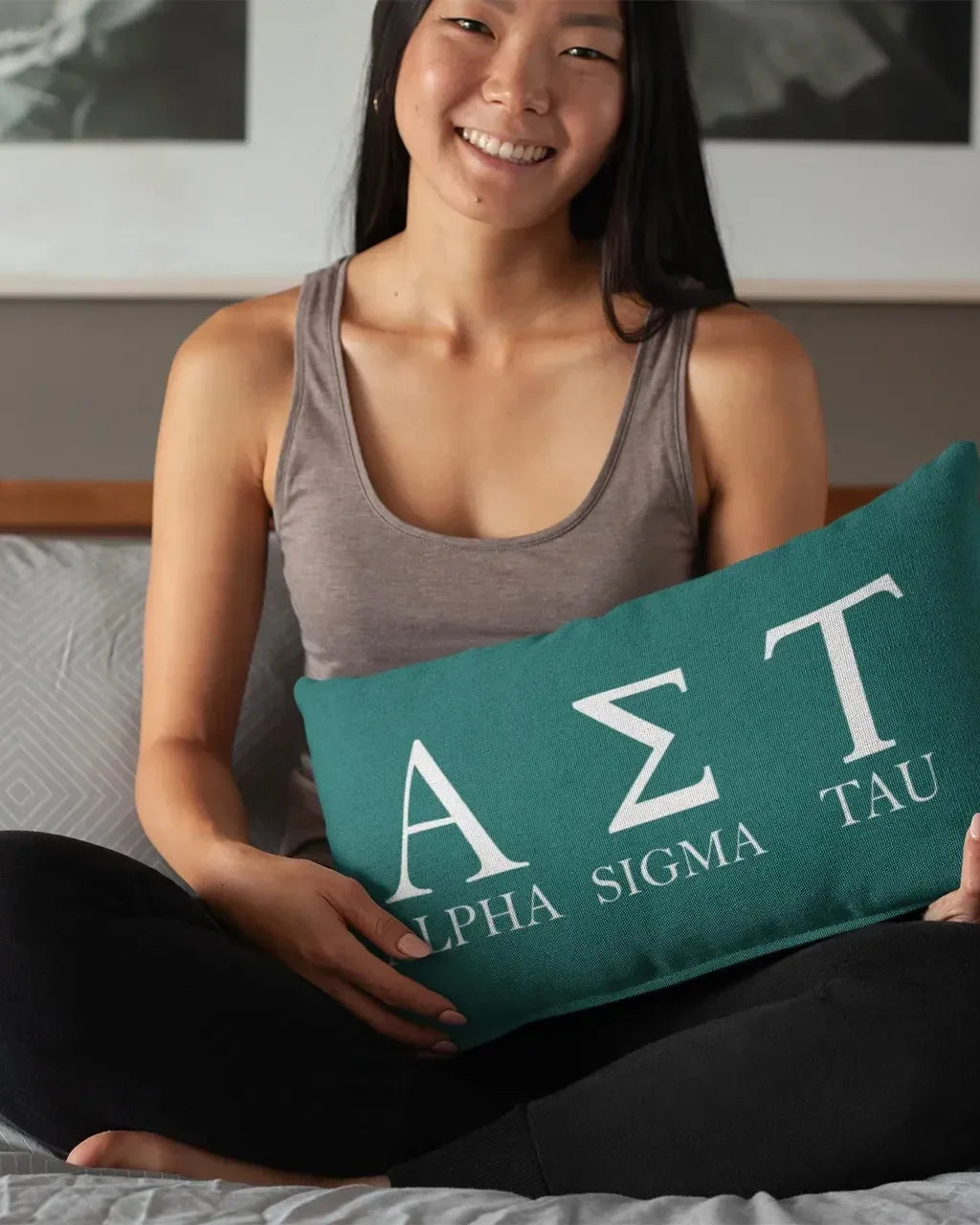 Alpha Sigma Tau Lumbar Pillow Greek Letters
