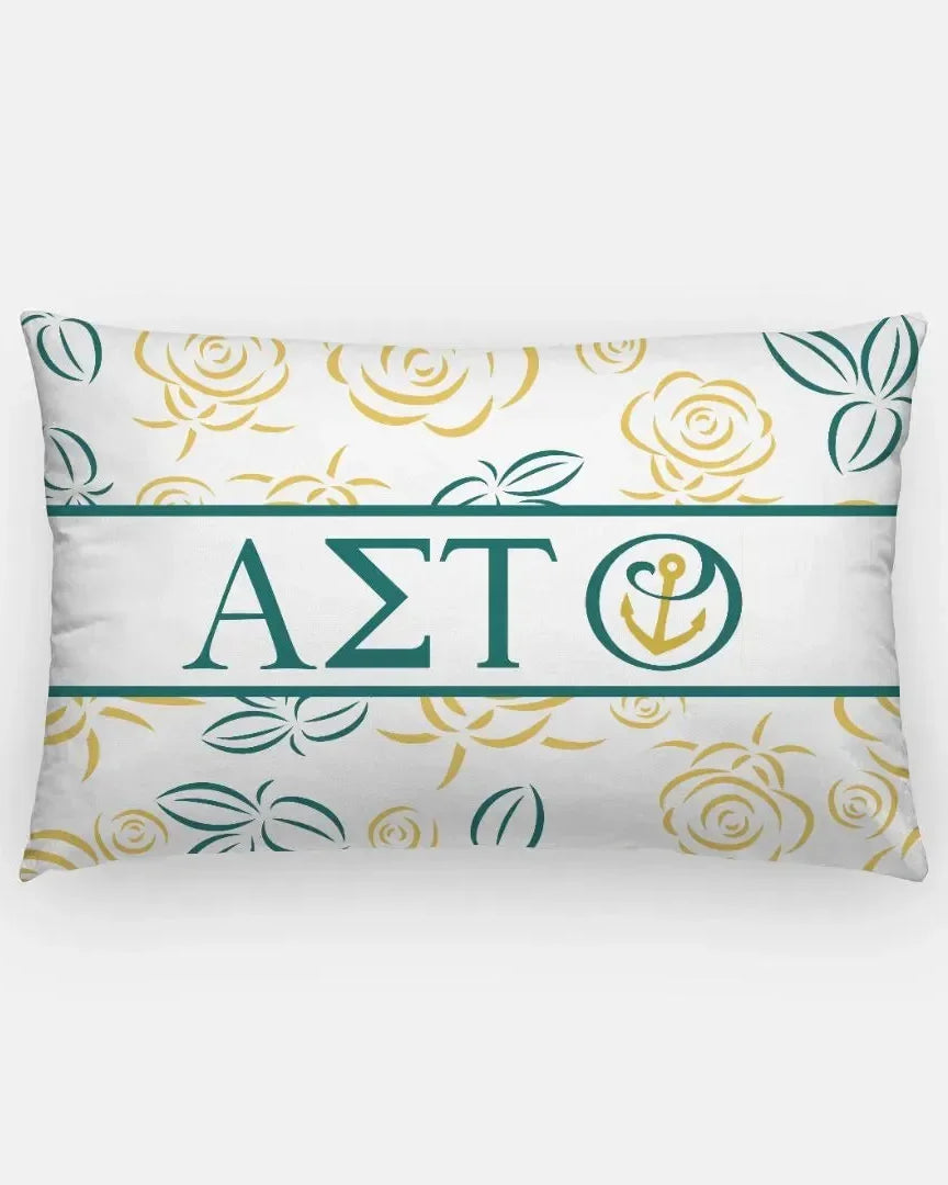 Alpha Sigma Tau Lumbar Pillow Cover - Rose Sketch Pillow Covers