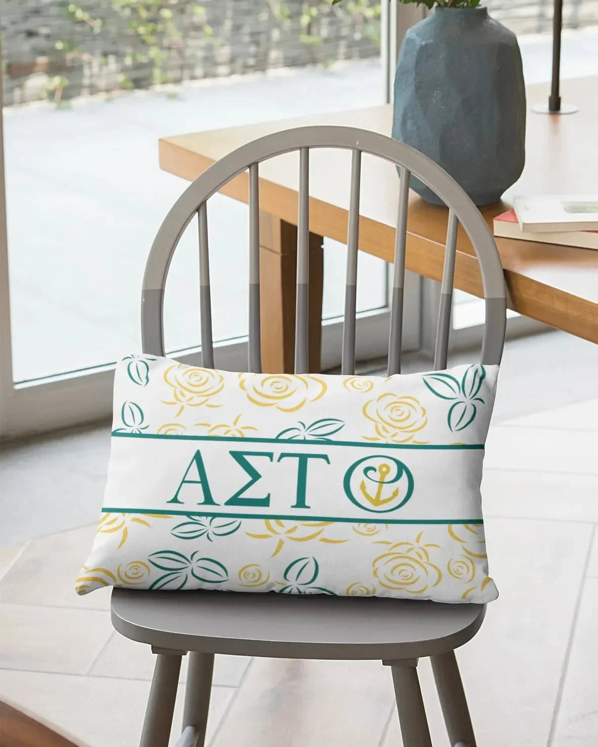 Alpha Sigma Tau Lumbar Pillow Cover - Rose Sketch Pillow Covers