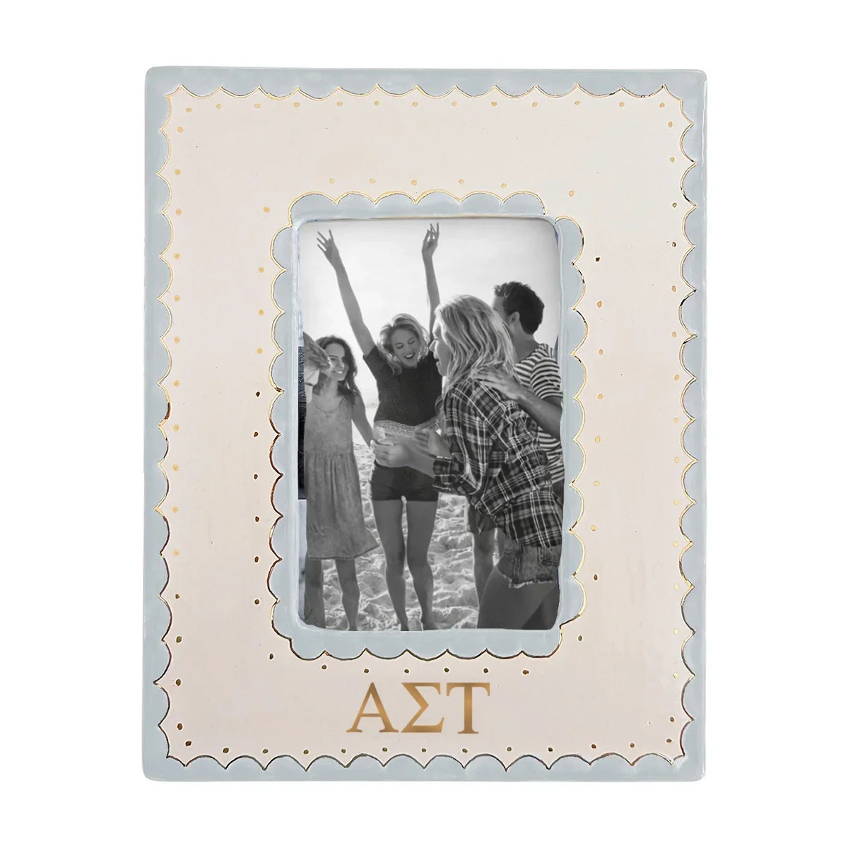 Alpha Sigma Tau Scallop Monogrammed Picture Frame Light Blue