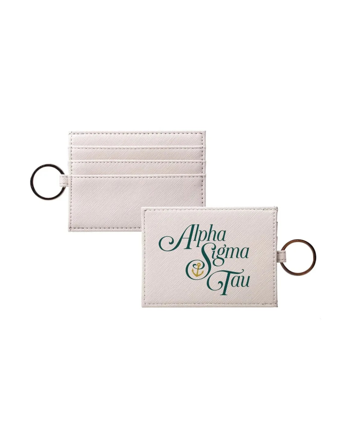 Alpha Sigma Tau Vegan Saffiano Leather Card Holder Travel Wallet