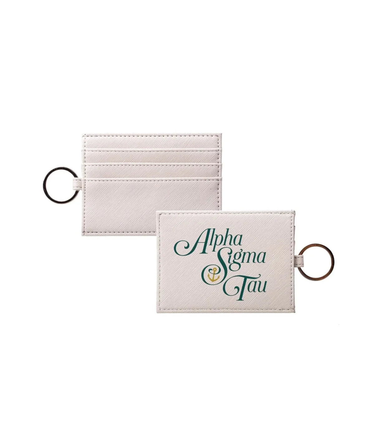 Alpha Sigma Tau Vegan Saffiano Leather Card Holder Travel Wallet