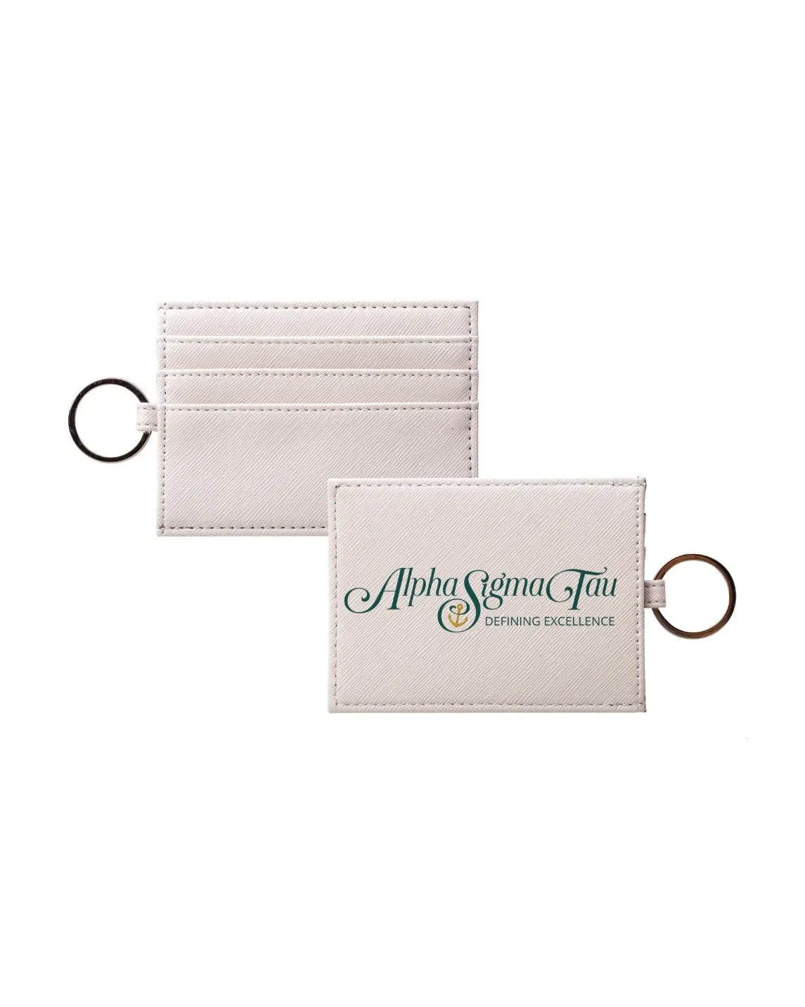 Alpha Sigma Tau Vegan Saffiano Leather Cardholder - Traditional Travel Wallet