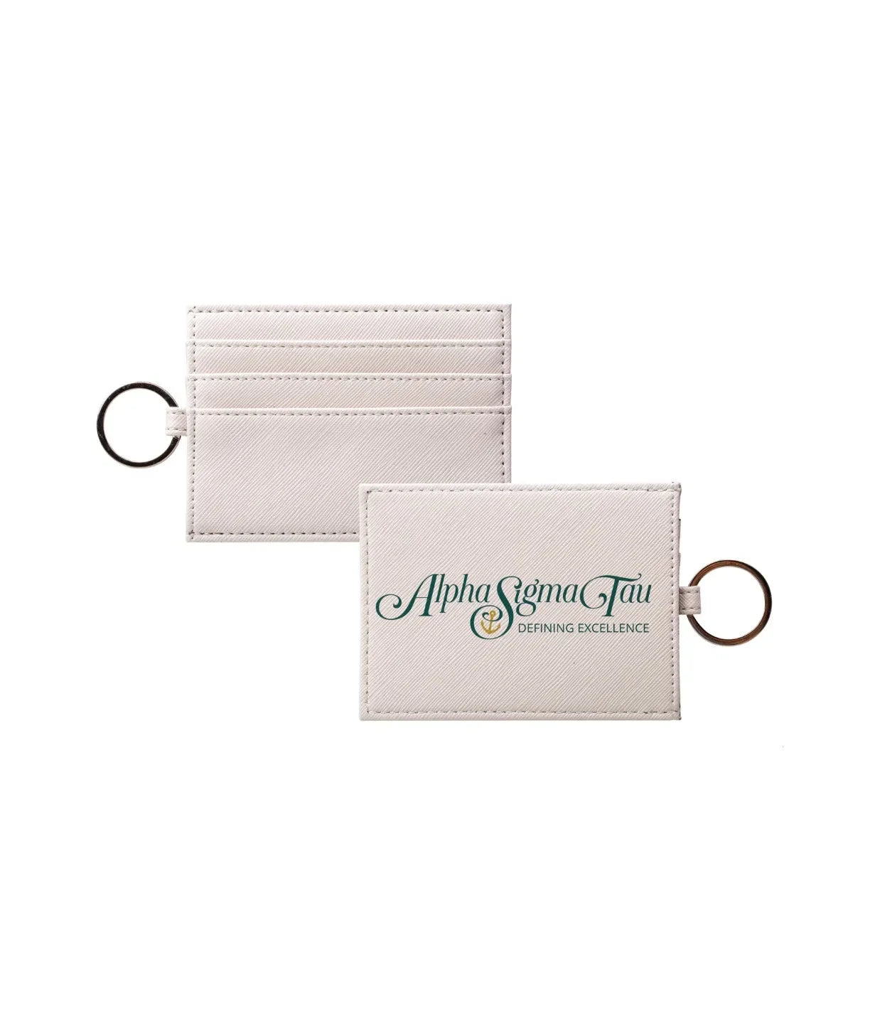 Alpha Sigma Tau Vegan Saffiano Leather Cardholder - Traditional Travel Wallet