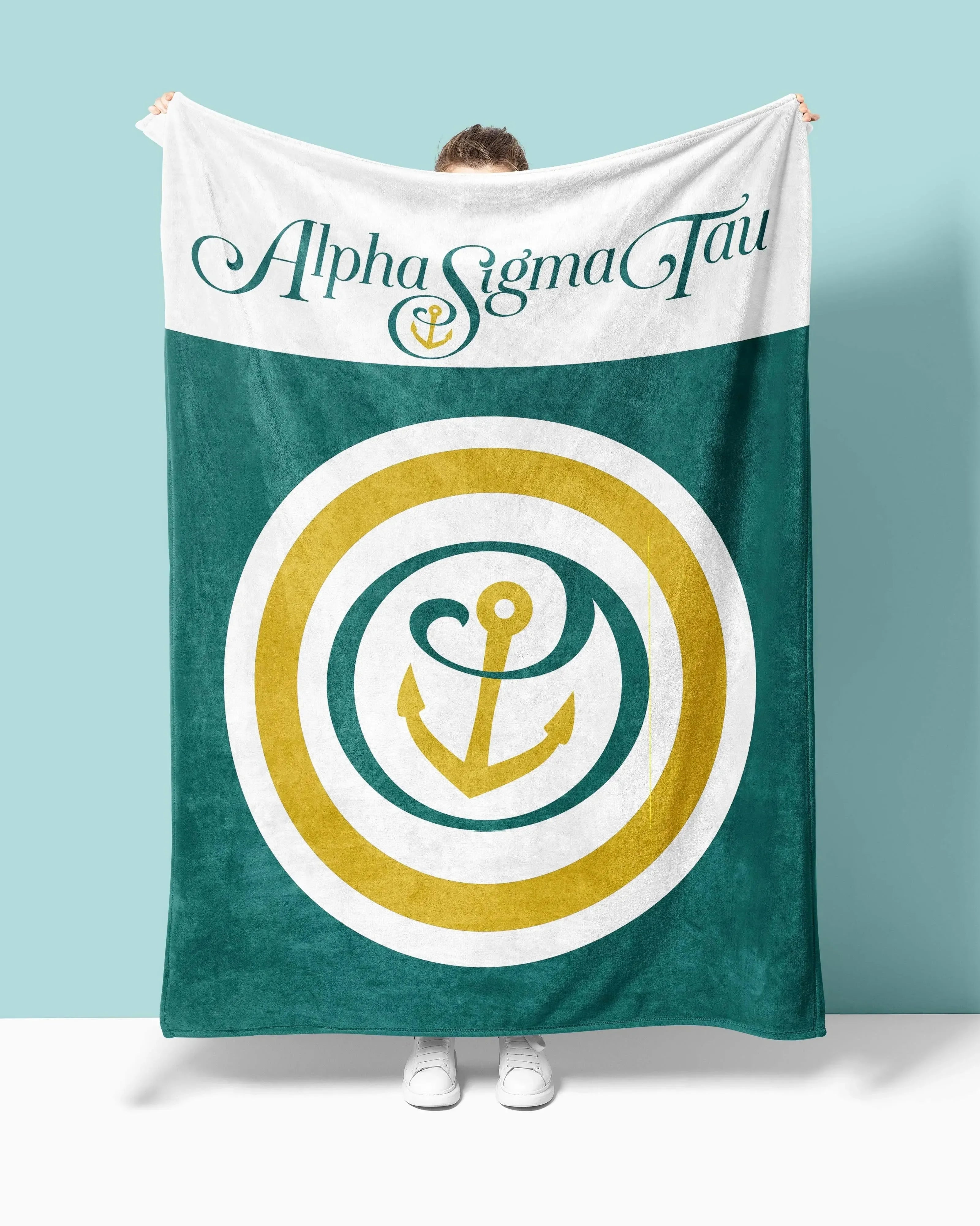 Alpha Sigma Tau XL 60x80 Sherpa Throw Blanket - Bullseye Throw Blankets