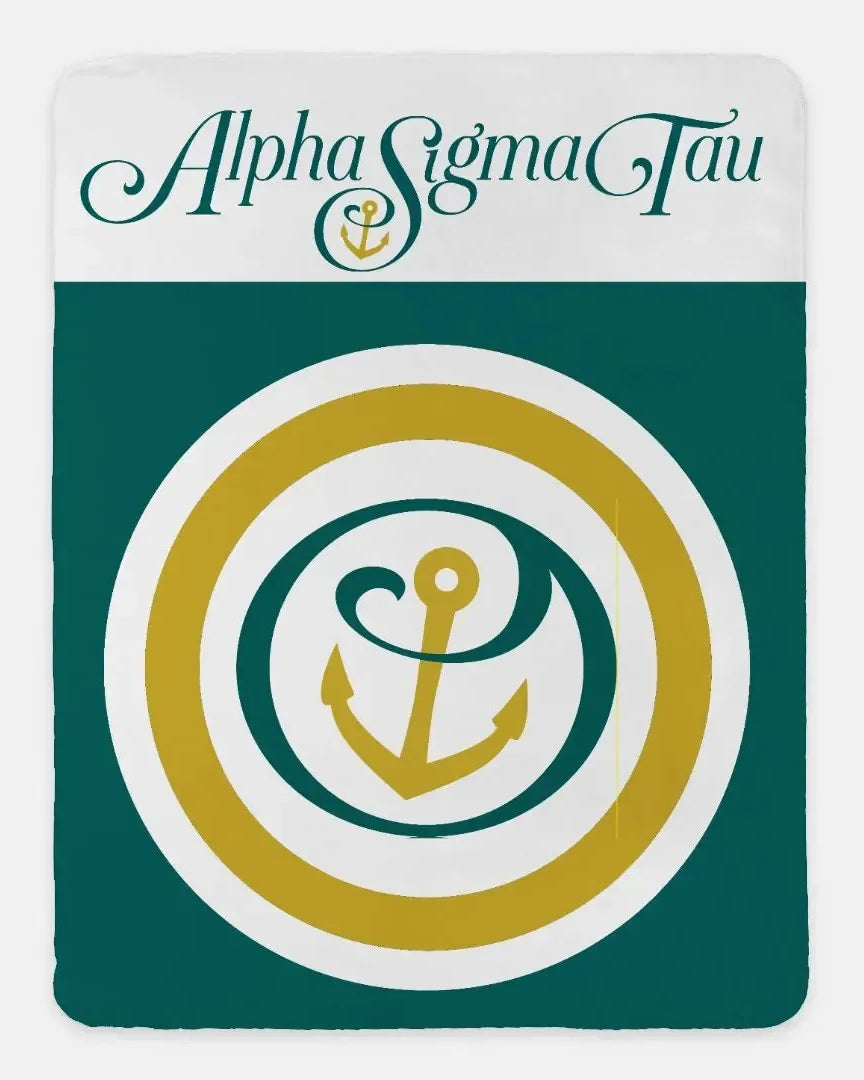 Alpha Sigma Tau XL 60x80 Sherpa Throw Blanket - Bullseye Throw Blankets
