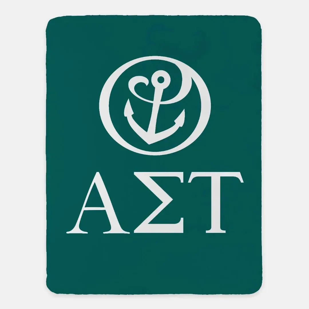 Alpha Sigma Tau XL 60x80 Sherpa Throw Blanket - Large Logo Throw Blankets
