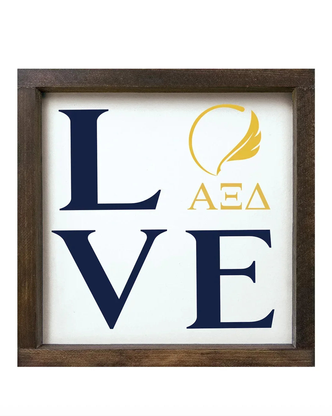 Alpha Xi Delta "LOVE" Wood Framed Sign - 12"x12" | AXiD Gifts